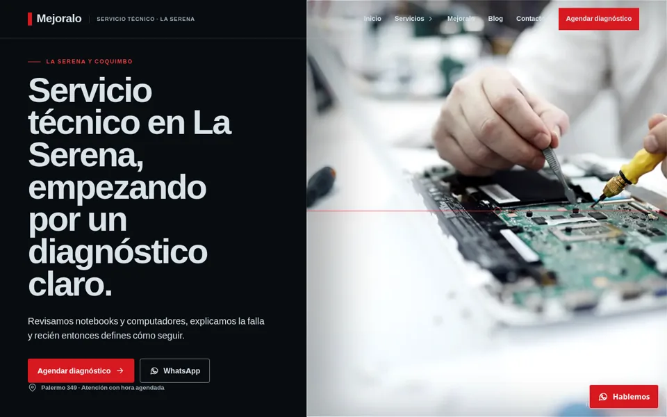 Captura del sitio Mejoralo